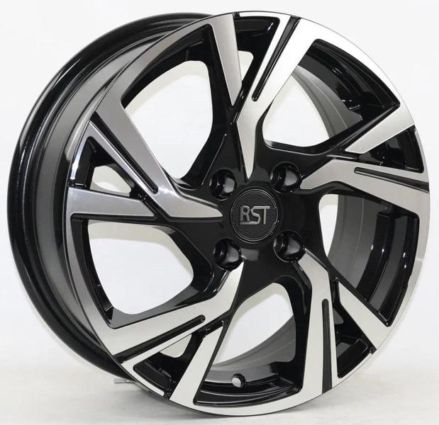 Диски RST R075 6 х 15 4*100 Et: 46 Dia: 60.1 черный с проточкой глянцевый