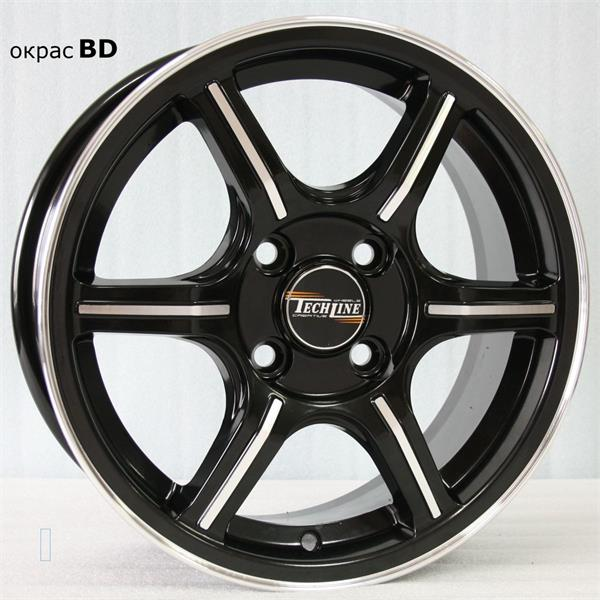 Диски Tech Line 433 5.5 х 14 4*98 Et: 38 Dia: 58.6 черный с проточкой глянцевый