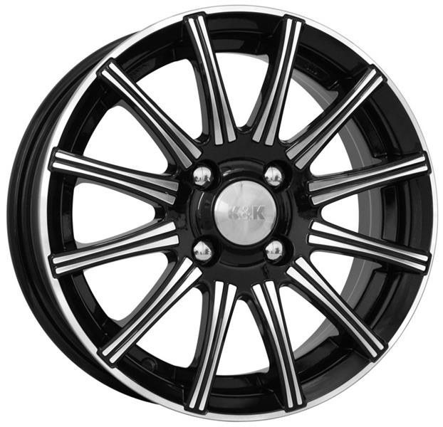 Диски K&K Сиеста 6 х 15 5*105 Et: 39 Dia: 56.6 черный с проточкой глянцевый